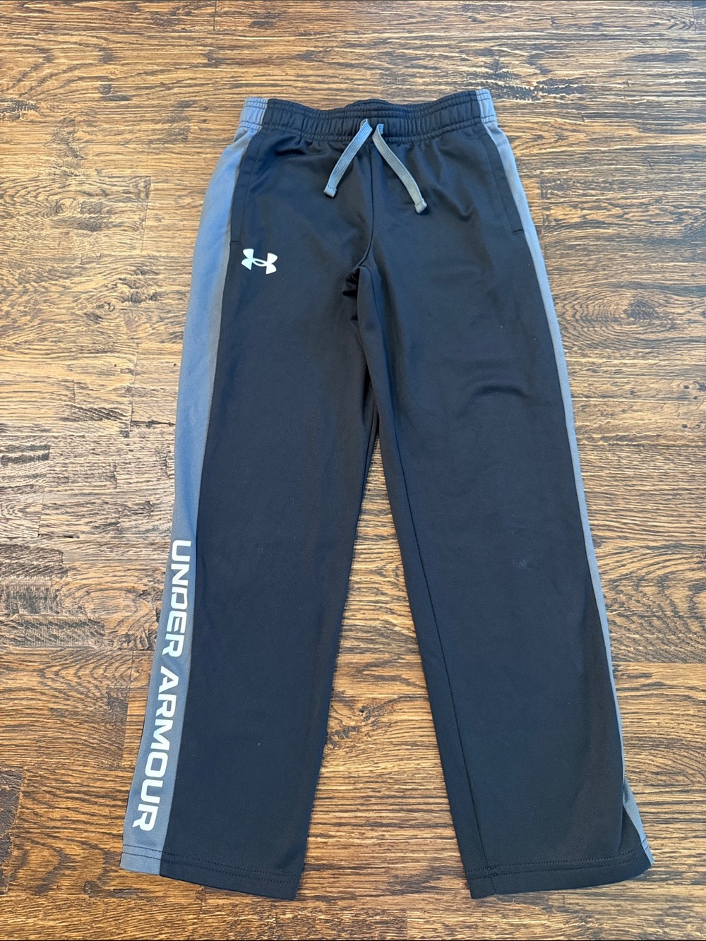 Under Armour Black Pants with Gray Side Panels - Kids